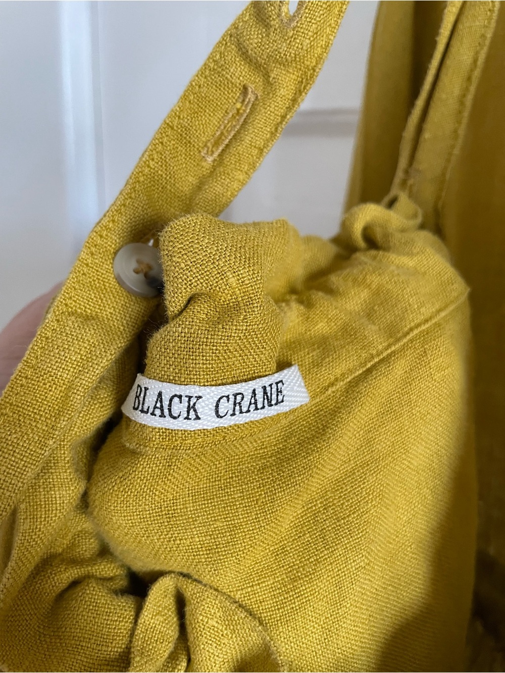 Blackcrane Goldenrod Linen Apron Midi Dress with Adjustable Straps Size M/L - Picture 3 of 4